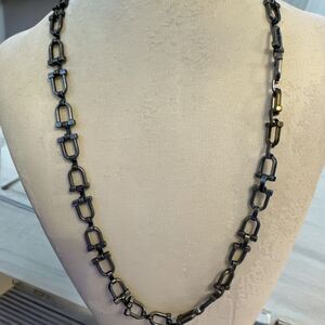 Armani Exchange Necklace Gun Metal Links Modern Chic